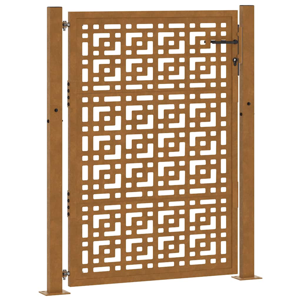 Cancello da giardino 100x125 cm in acciaio corten con design a croce | homemem39
