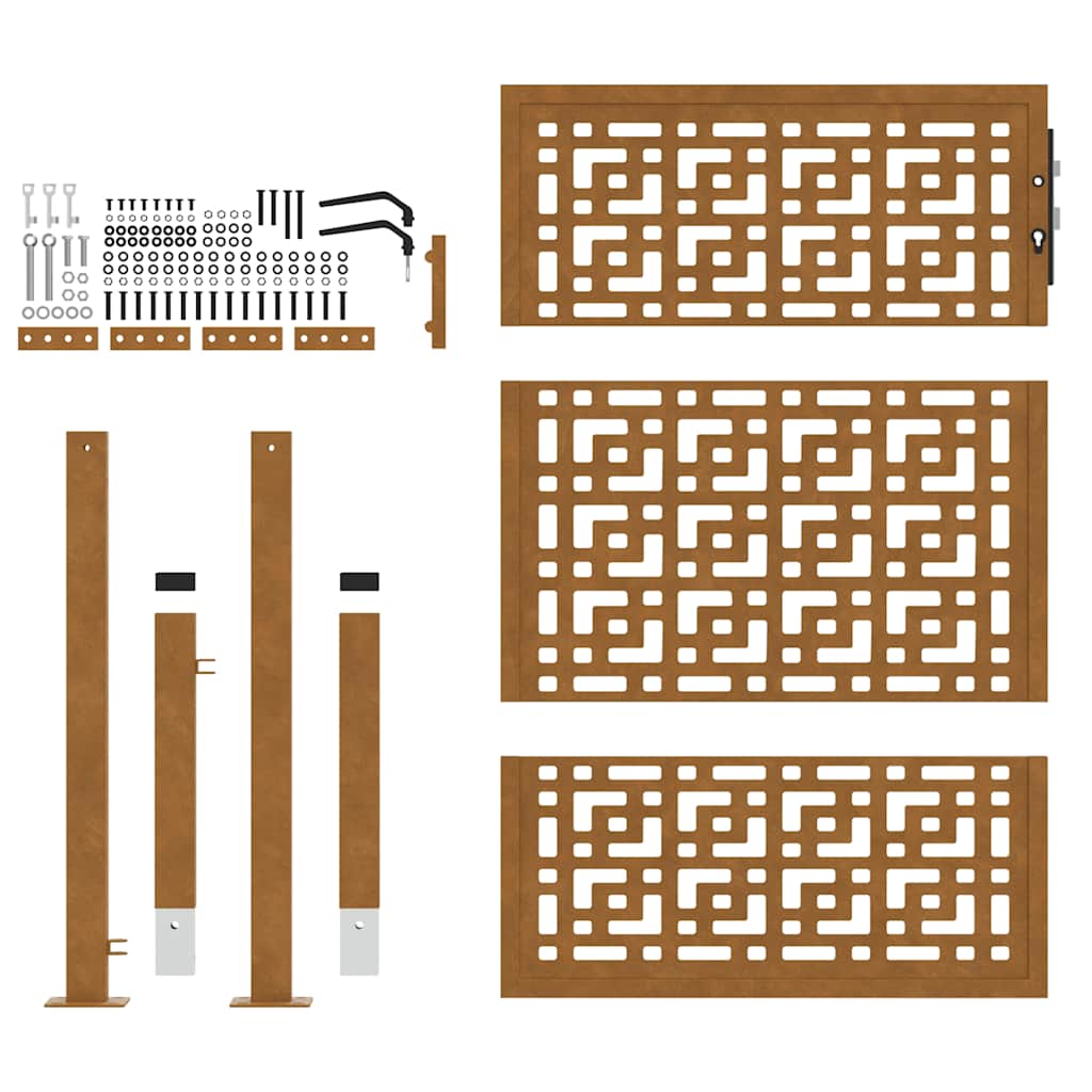 Cancello da giardino 100x150 cm in acciaio corten con design a croce | homemem39