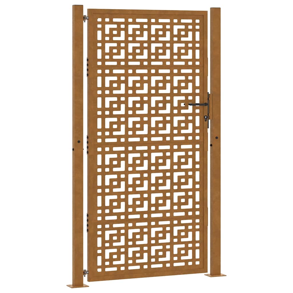 Cancello da giardino 100x175 cm in acciaio corten con design a croce | homemem39
