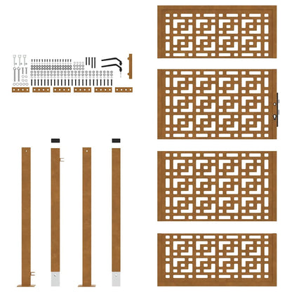 Cancello da giardino 100x175 cm in acciaio corten con design a croce | homemem39