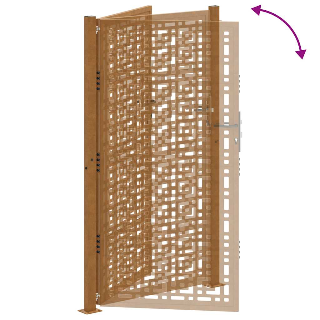 Cancello da giardino 100x175 cm in acciaio corten con design a croce | homemem39
