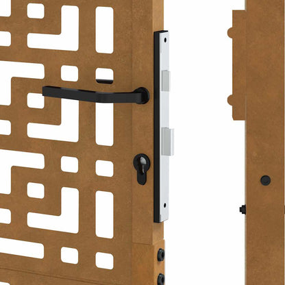 Cancello da giardino 100x175 cm in acciaio corten con design a croce | homemem39