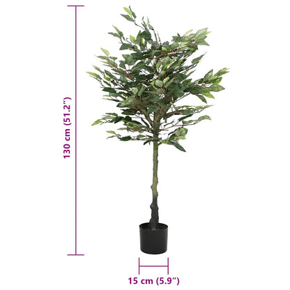 Albero di Ficus Artificiale 480 Foglie 130 cm Verde