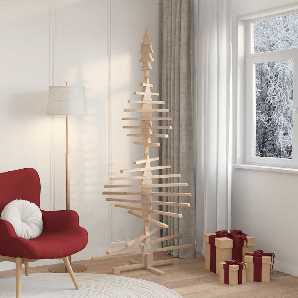 Albero di Natale Decorativo in Legno 210 cm Legno Massello Pino