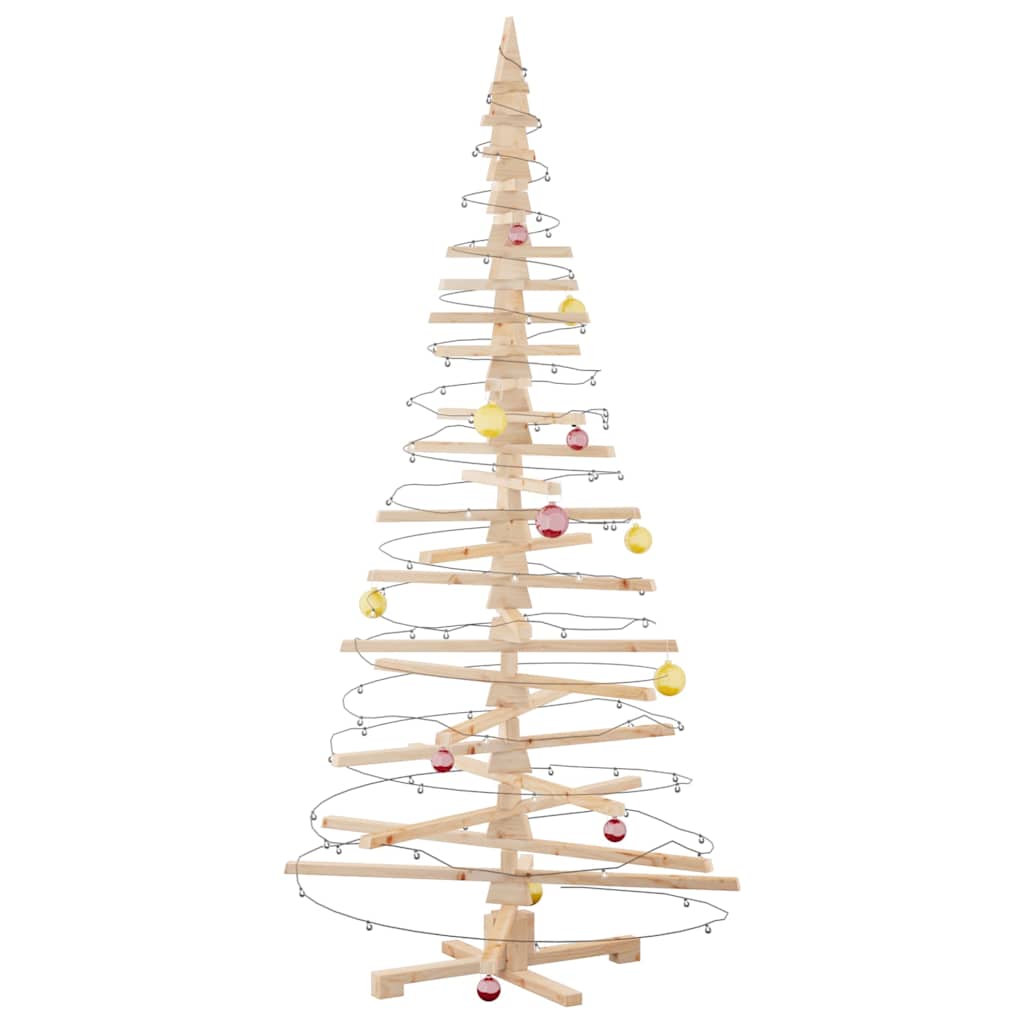 Albero di Natale Decorativo in Legno 210 cm Legno Massello Pino