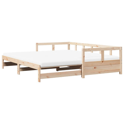 Divano Letto con Rotelle e Materasso 80x200 cm in Legno di Pino - homemem39