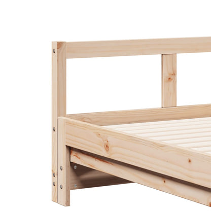 Divano Letto con Rotelle e Materasso 80x200 cm in Legno di Pino - homemem39