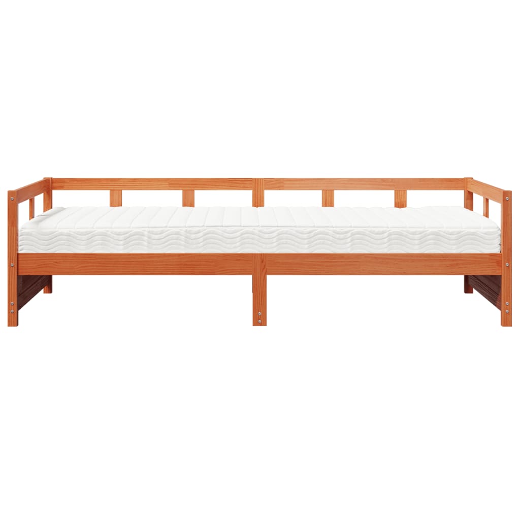Dormeuse con Materasso Marrone 80x200 cm Legno Massello di Pino