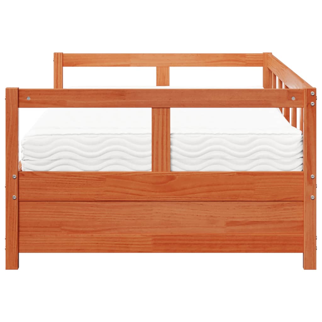 Dormeuse con Materasso Marrone 80x200 cm Legno Massello di Pino