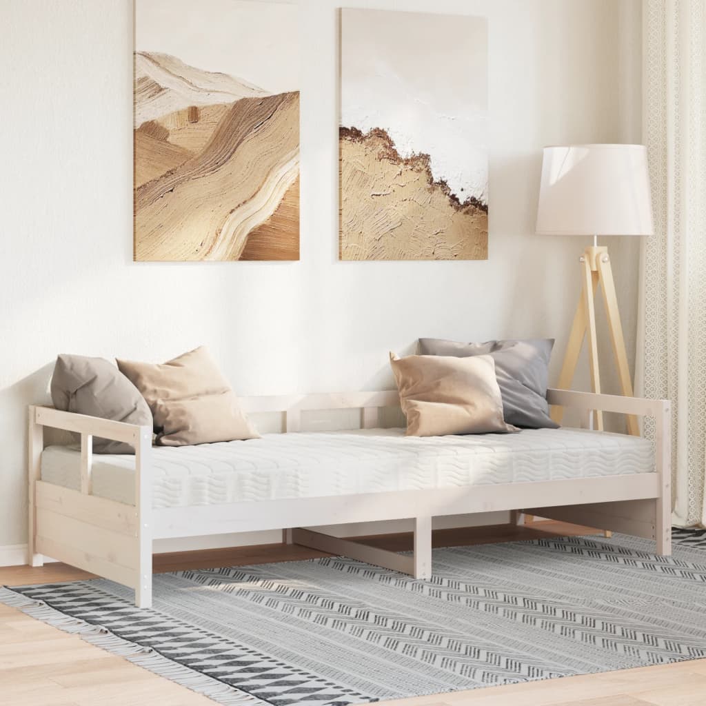 Dormeuse con Materasso Bianca 90x200 cm Legno Massello Pino - homemem39