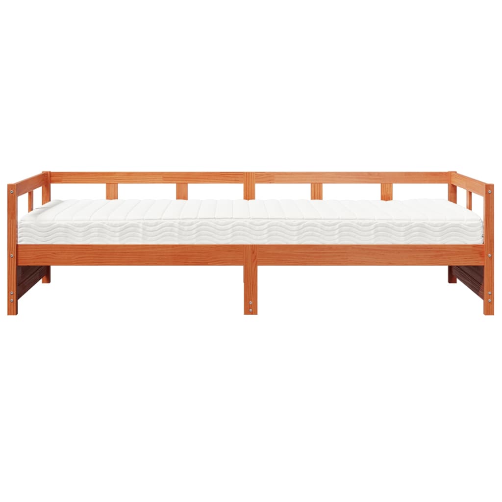 Dormeuse con Materasso Marrone 90x200 cm Legno Massello di Pino