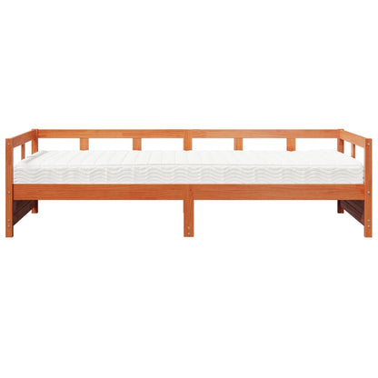 Dormeuse con Materasso Marrone 90x200 cm Legno Massello di Pino