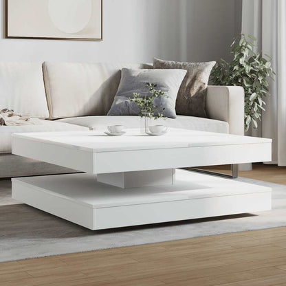 Tavolino da Caffè Girevole a 360 Gradi Bianco 90x90x34,5 cm | homemem39