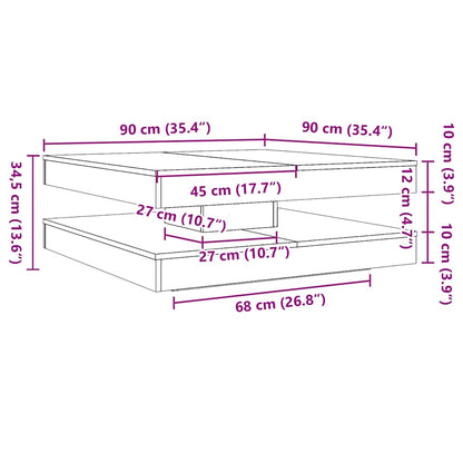Tavolino da Caffè Girevole a 360 Gradi Bianco 90x90x34,5 cm | homemem39