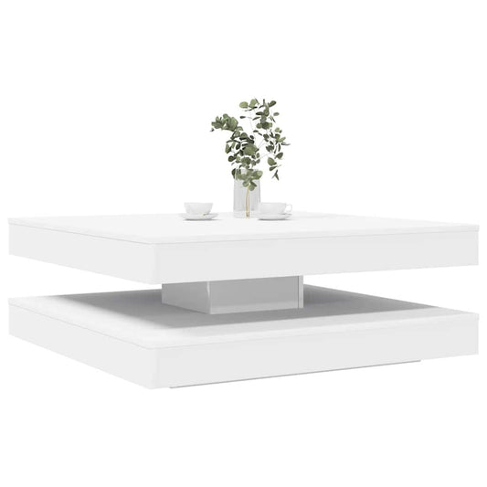 Tavolino da Caffè Girevole a 360 Gradi Bianco 90x90x34,5 cm | homemem39