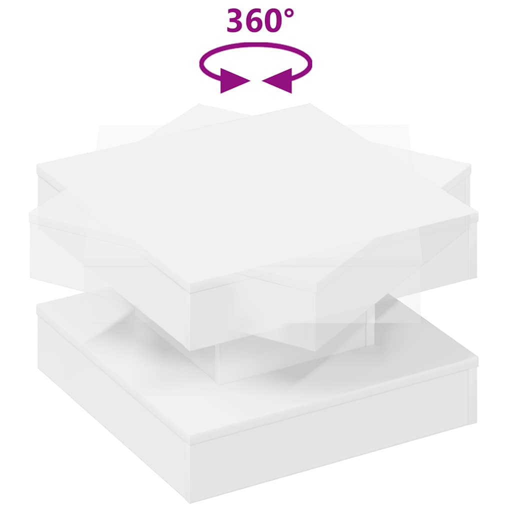 Tavolino da Caffè Girevole a 360 Gradi Bianco 50x50x34,5 cm | homemem39
