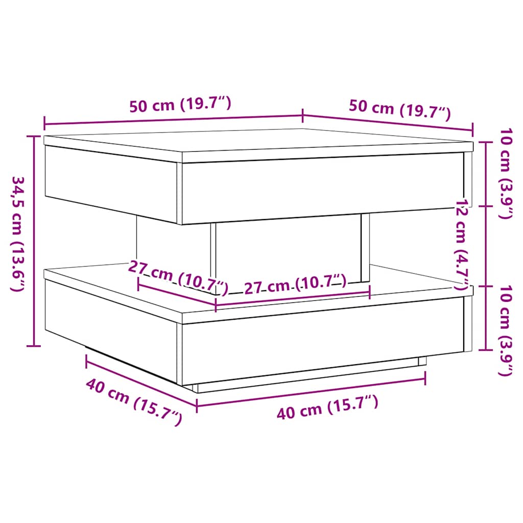 Tavolino da Caffè Girevole a 360 Gradi Bianco 50x50x34,5 cm | homemem39
