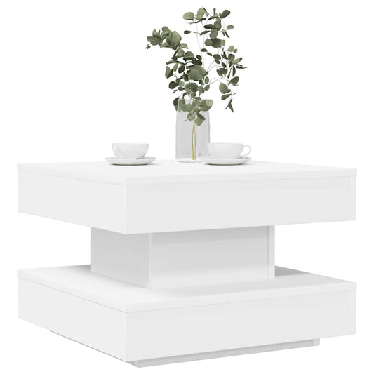 Tavolino da Caffè Girevole a 360 Gradi Bianco 50x50x34,5 cm | homemem39