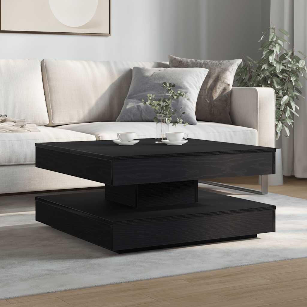 Tavolino da Caffè Girevole a 360 Gradi Nero 70x70x34,5 cm | homemem39