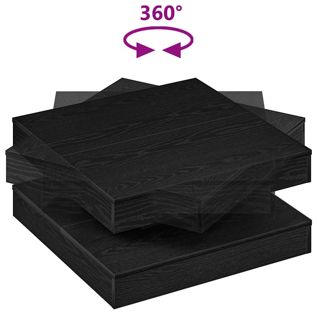 Tavolino da Caffè Girevole a 360 Gradi Nero 70x70x34,5 cm | homemem39