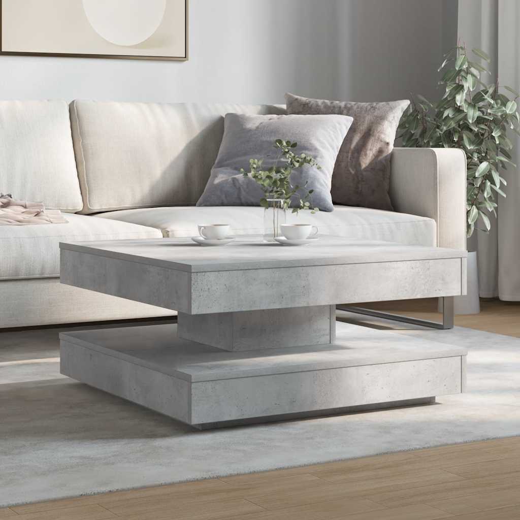 Tavolino da Caffè Girevole a 360 Gradi Grigio 70x70x34,5 cm | homemem39