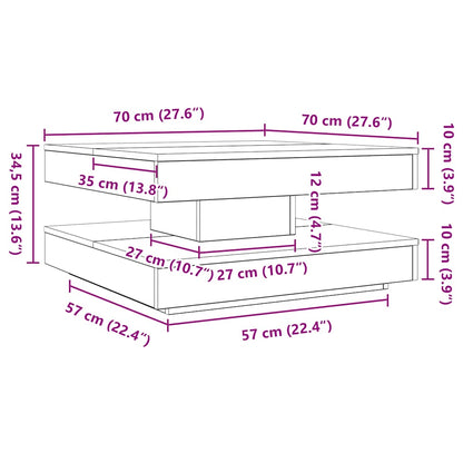Tavolino da Caffè Girevole a 360 Gradi Rovere 70x70x34,5 cm | homemem39