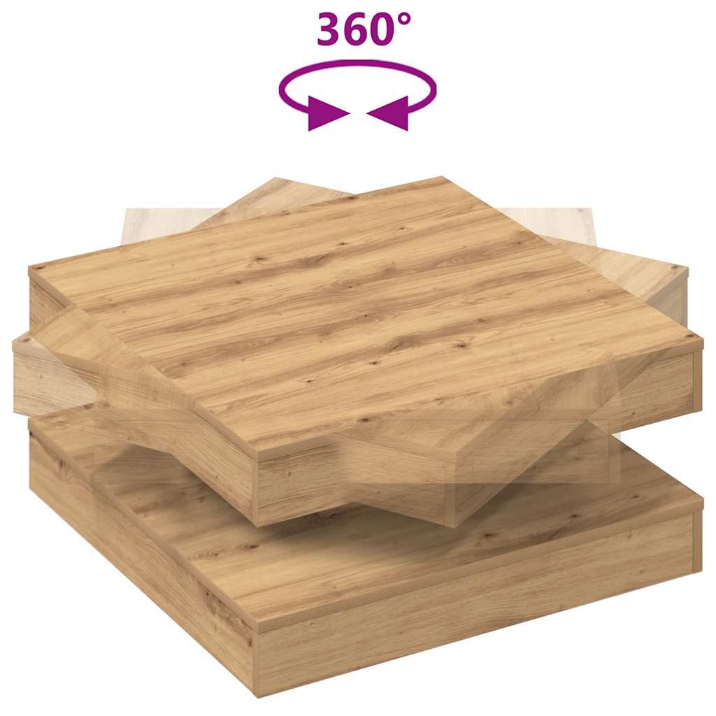Tavolino da Caffè Girevole a 360 Gradi Artigianale 70x70x34,5cm | homemem39