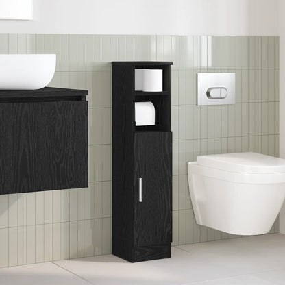 Mobile da Bagno con Portarotolo Nero 20,5x22x90 cm | homemem39