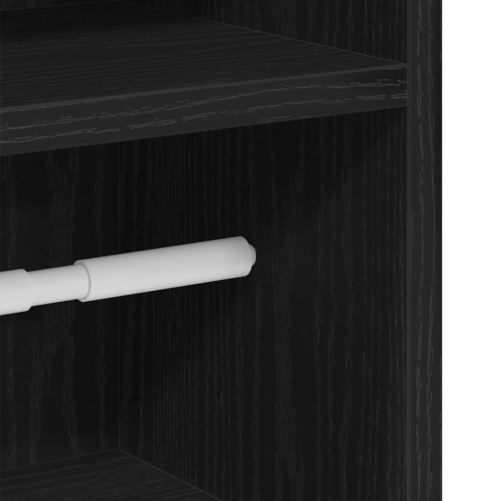 Mobile da Bagno con Portarotolo Nero 20,5x22x90 cm | homemem39