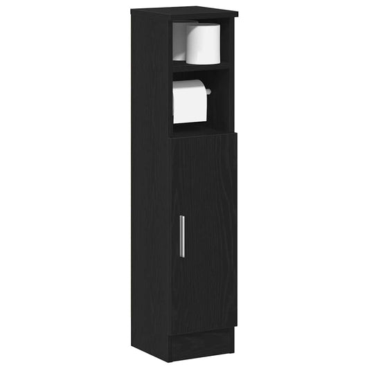 Mobile da Bagno con Portarotolo Nero 20,5x22x90 cm | homemem39