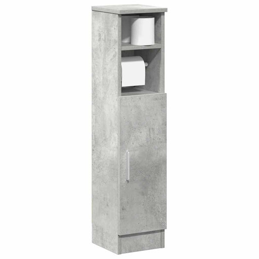 Mobile da Bagno con Portarotolo Grigio Cemento 20,5x22x90 cm