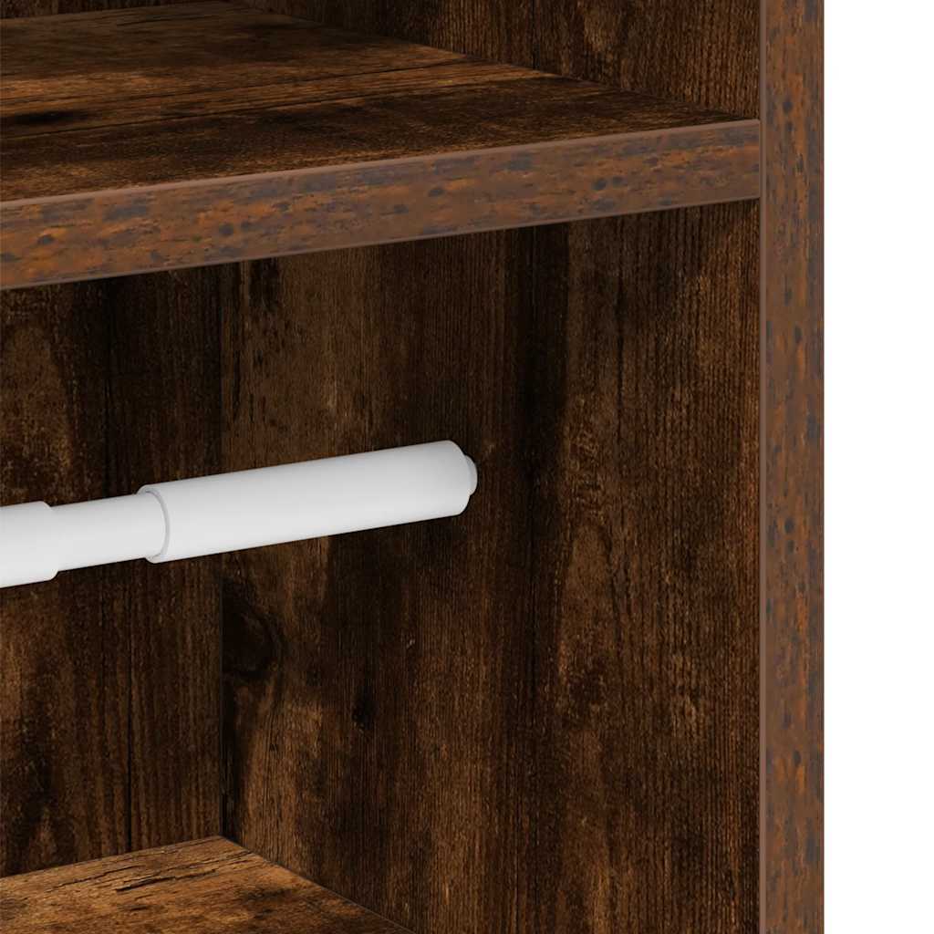Mobile da Bagno con Portarotolo Rovere Fumo 20,5x22x90 cm | homemem39