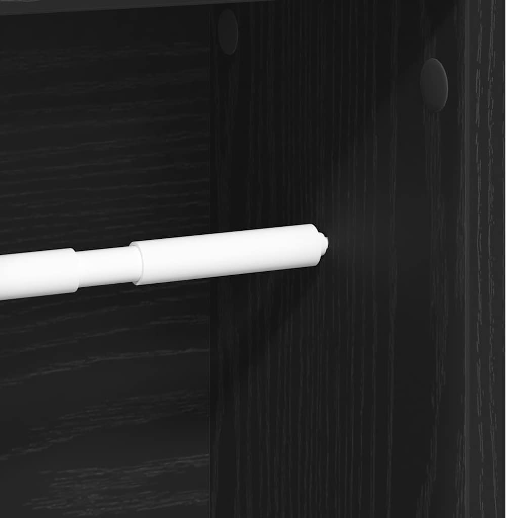 Mobile da Bagno con Portarotolo Nero 20,5x20x90 cm | homemem39