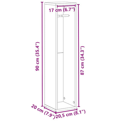 Mobile da Bagno con Portarotolo Nero 20,5x20x90 cm | homemem39