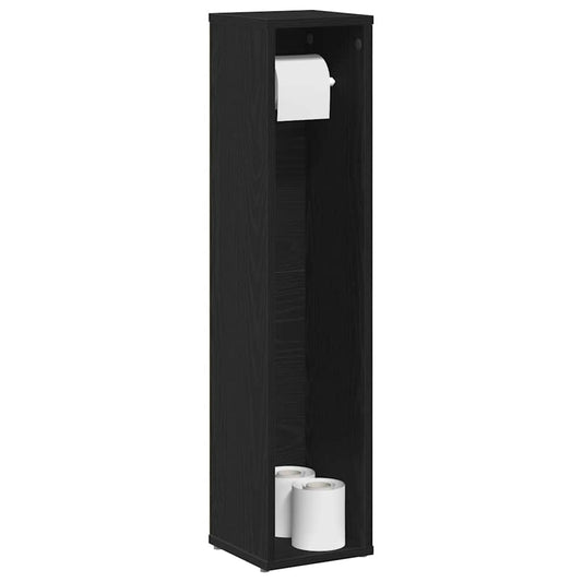 Mobile da Bagno con Portarotolo Nero 20,5x20x90 cm | homemem39