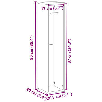Mobiletto da bagno con portarotolo rovere affumicato 20,5x20x90 cm | homemem39