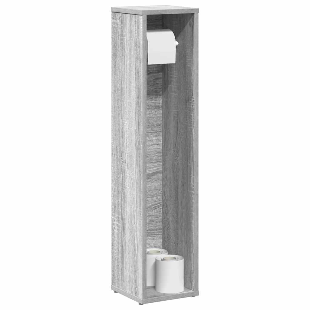 Mobiletto da bagno con portarotolo Grigio Sonoma 20,5x20x90 cm | homemem39