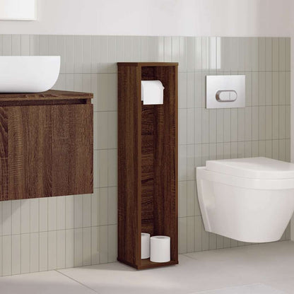 Mobiletto da bagno con portarotolo rovere Marrone 20,5x20x90 cm | homemem39
