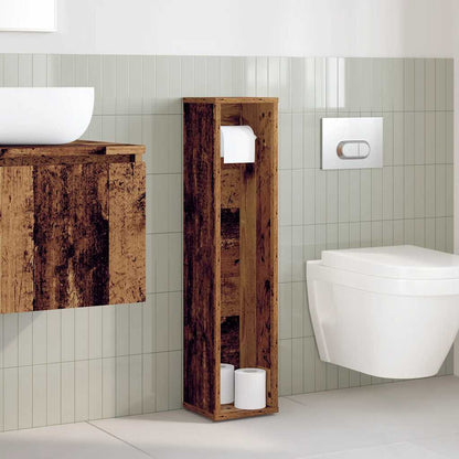 Mobiletto da bagno con portarotolo Legno Antico 20,5x20x90 cm | homemem39