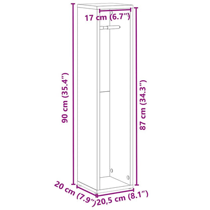 Mobiletto da bagno con portarotolo finitura rovere artigianale 20,5x20x90 cm | homemem39