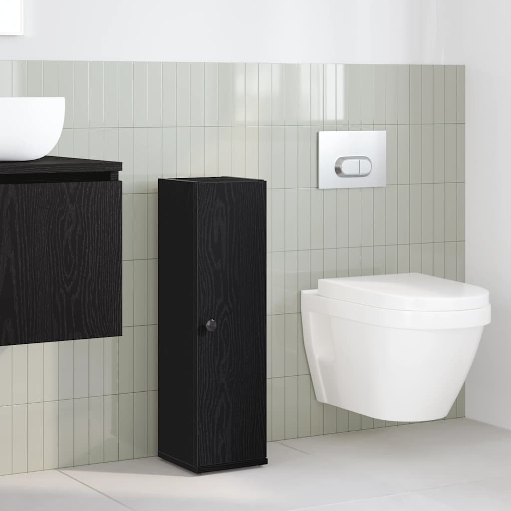 Mobile da Bagno con Portarotolo Nero 20,5x22x72 cm | homemem39