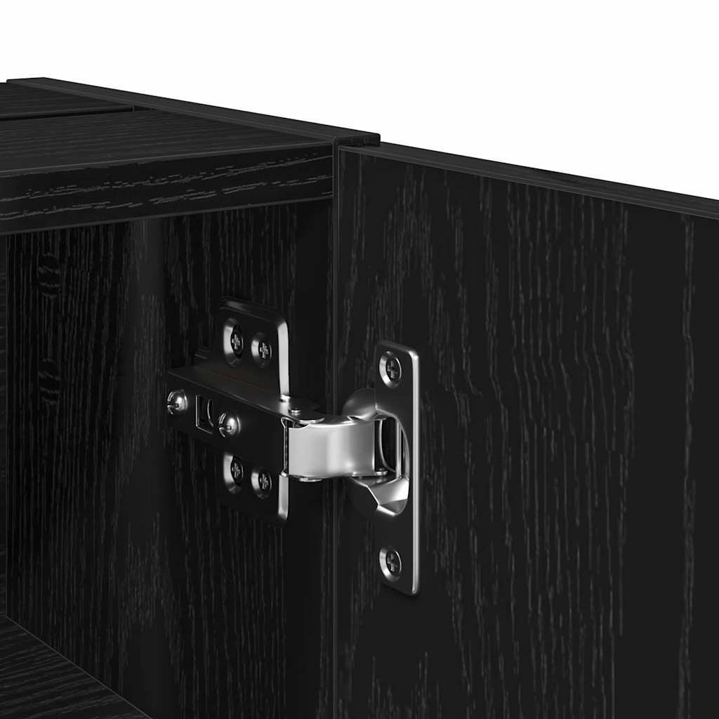Mobile da Bagno con Portarotolo Nero 20,5x22x72 cm | homemem39