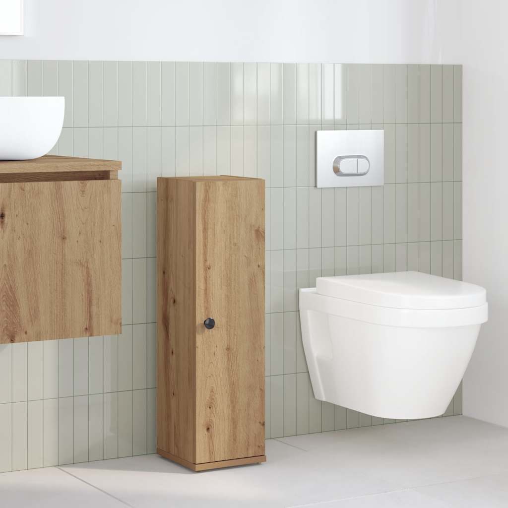 Mobile da Bagno con Portarotolo Rovere Artigianale 20,5x22x72cm | homemem39