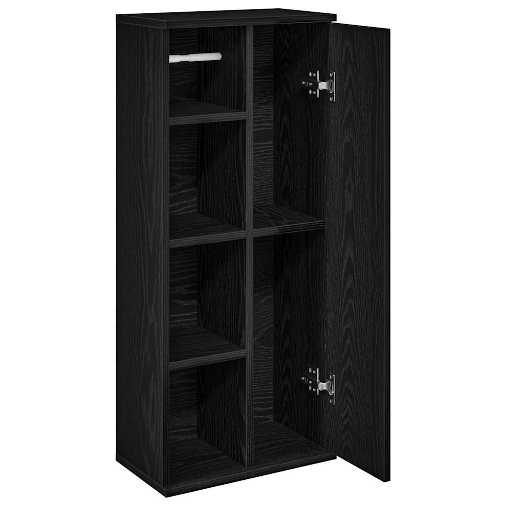 Mobile da Bagno con Portarotolo Nero 39x22x90 cm | homemem39