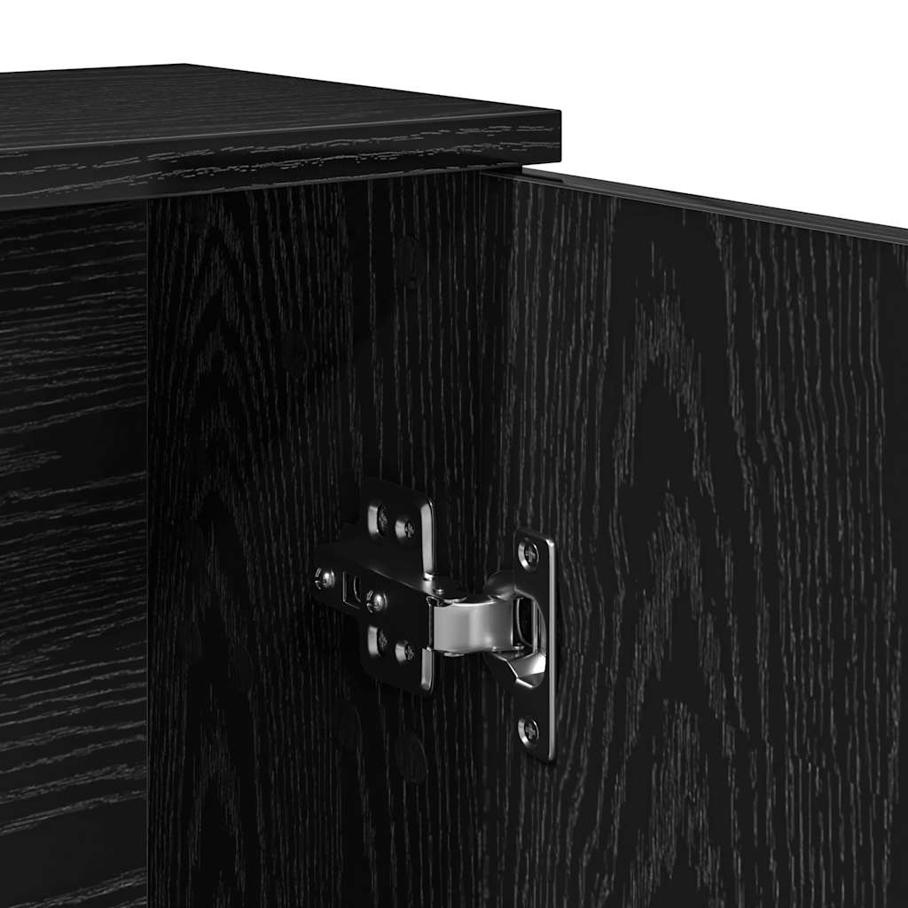 Mobile da Bagno con Portarotolo Nero 39x22x90 cm | homemem39