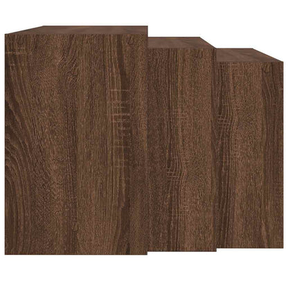 Tavolini Impilabili 3 pz Rovere Marrone in Legno Multistrato