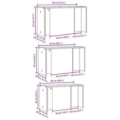 Tavolini Impilabili 3 pz Rovere Marrone in Legno Multistrato