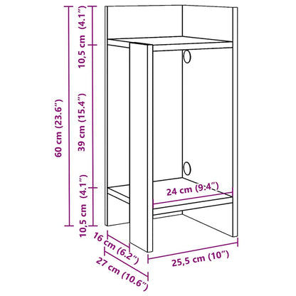 Tavolini Laterali 2pz con Ripiano Bianco 25,5x27x60 cm