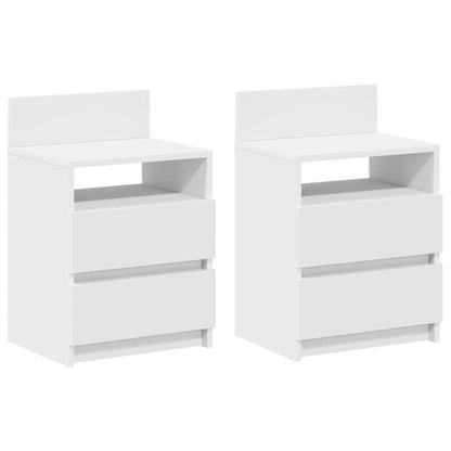 Comodini 2 pz con 2 Cassetti Bianchi 40x33x60 cm