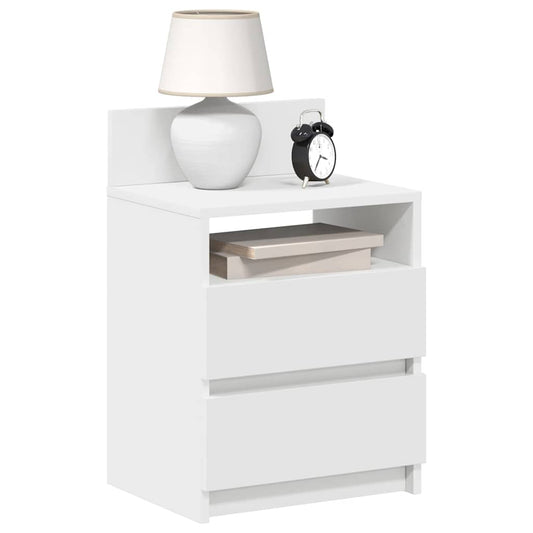 Comodini 2 pz con 2 Cassetti Bianchi 40x33x60 cm